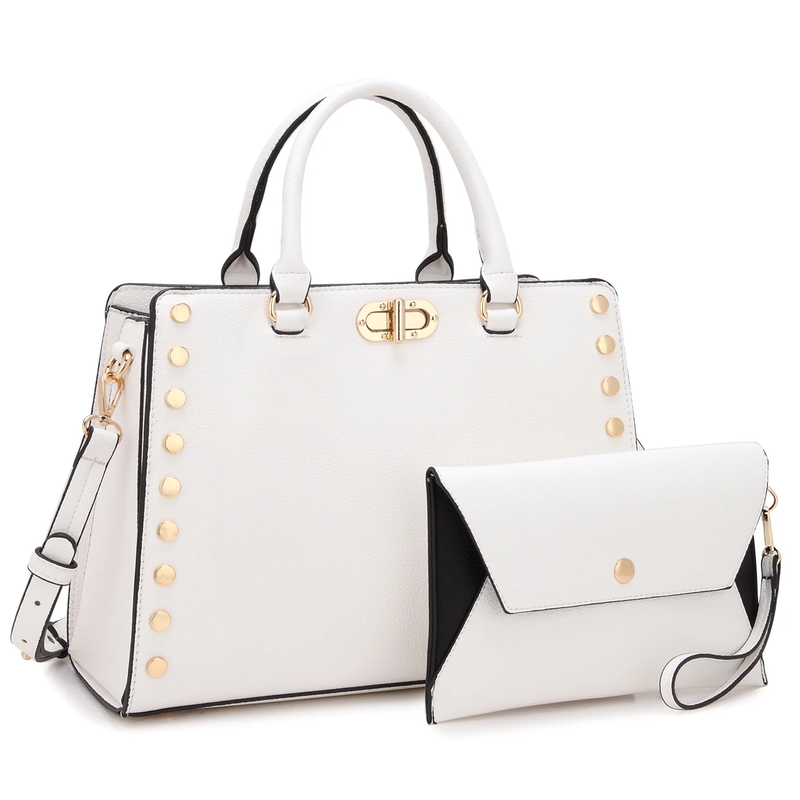 Women Satchel Handbag Shoulder Tote Work Bag with Matching Wallet7