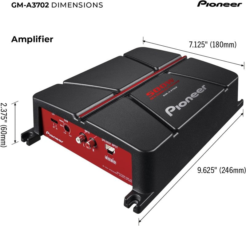 GM A3702 2 Ch Car Amplifier 500W Max Class AB Bridgeable High/Low Pass Filter5