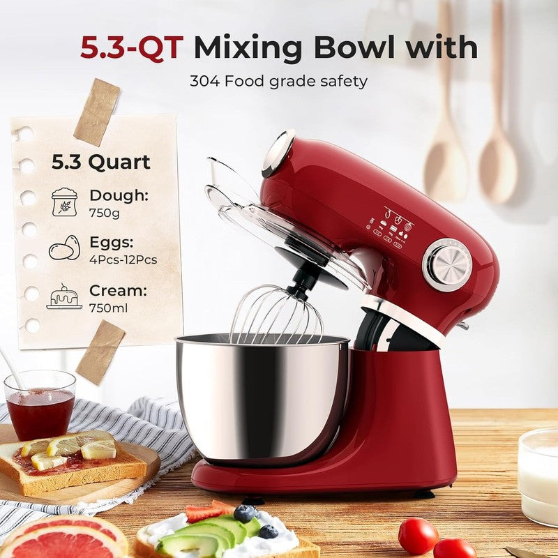 12 Speed Stand Mixer Tilt Head 5.3QT Stainless Steel Bowl Red Kitchen Mixer1