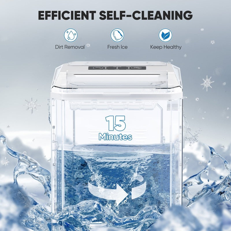 Countertop Ice Maker,9 Cubes in 6 Minutes, Self-Cleaning, with Ice Basket & Scoo3