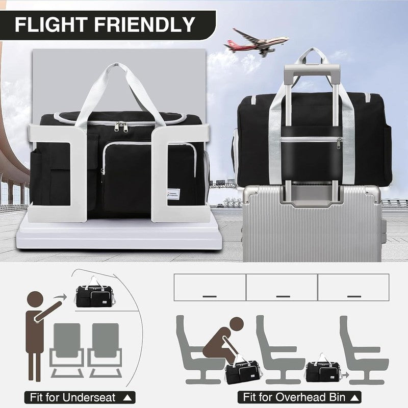 Women Gym Duffle Bag Carry On Travel Weekender w/ Shoe Compartment3