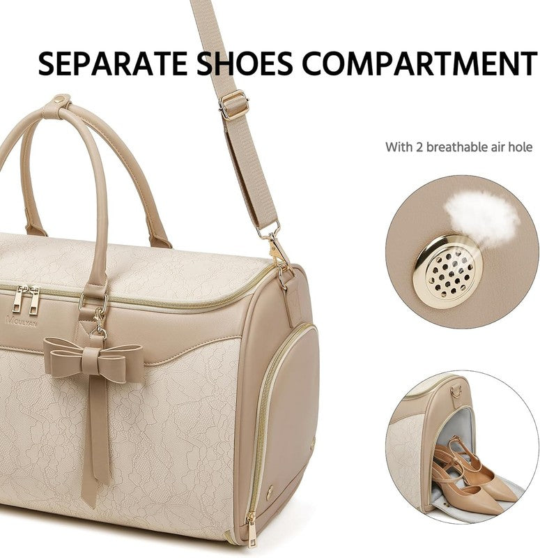 45L Garment Duffle Bag Beige Brown 3in1 Hanging Suit Travel Carry On3
