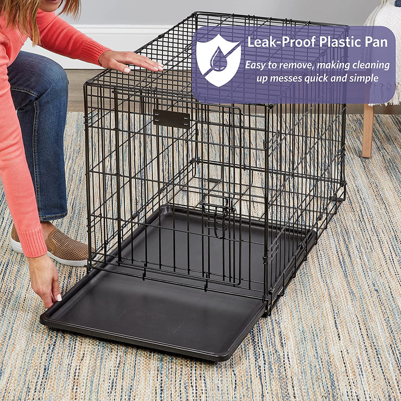 36" iCrate Folding Dog Crate w/ Divider Leak Proof Tray Metal Wire Kennel6