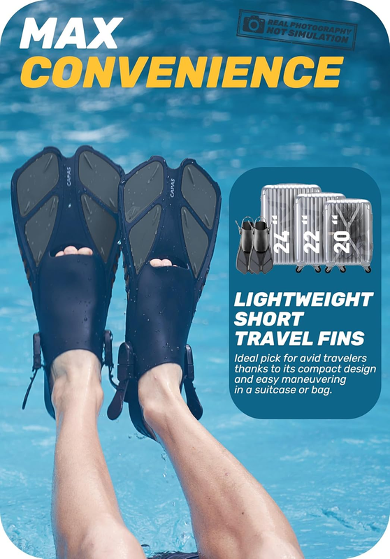 Travel Size Snorkel Fins Adjustable Open Heel Swim Fins for Diving Snorkeling5