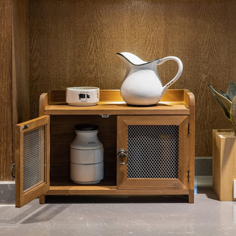   Storage Cabinet, Mini Countertop Cabinet, Wood Organizer for Kitchen Living Ro7