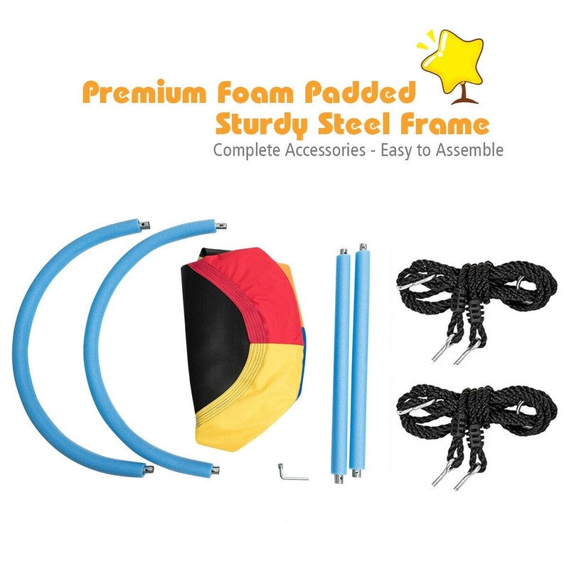 60" Saucer Tree Swing, Adjustable Outdoor Kids Giant Oval Platform, Colorful8