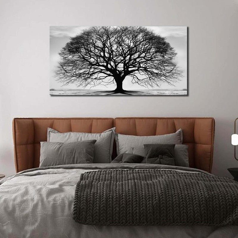 Large Black and White Tree of Life Canvas Art for Modern Home Decor 20"x40"1