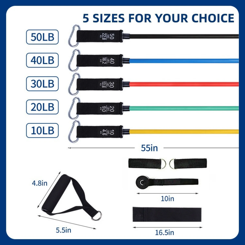 Resistance Bands Set with Handles Gym Exercise Bands Home Workout Kit1