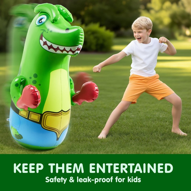 Inflatable Dinosaur Punching Bag for Kids,47”Tall Boxing Bag for Kids with Bounc3