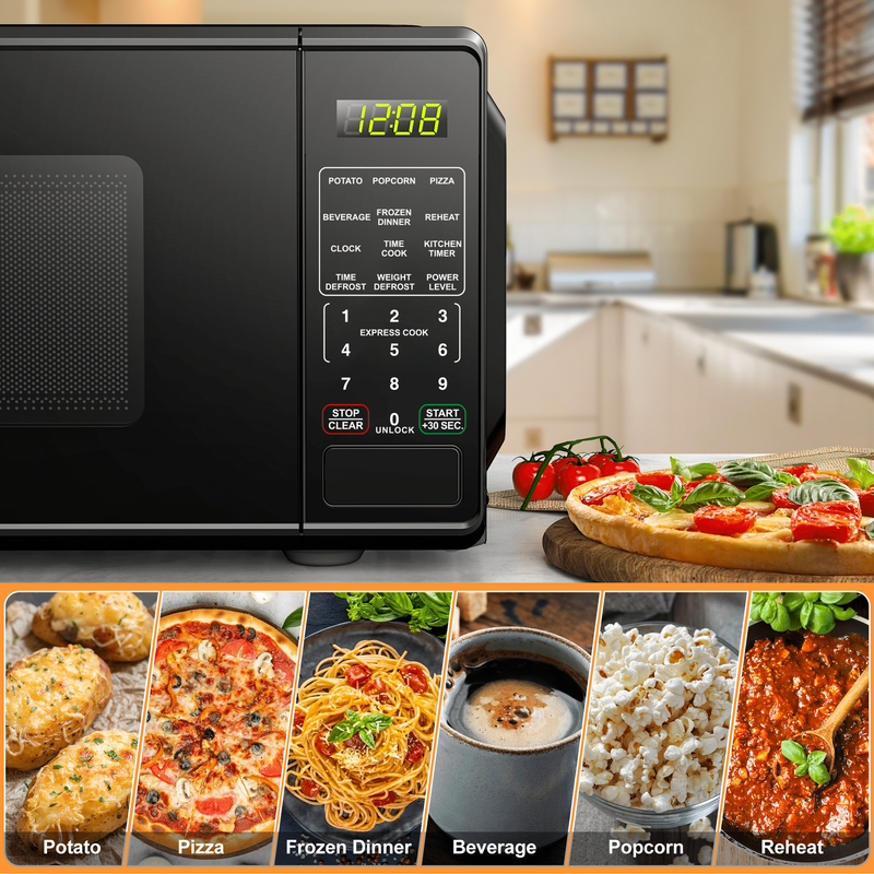 0.7 Cu Ft Countertop Microwave Oven, 700 Watts, Black6