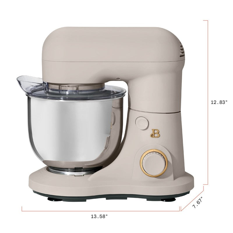 3.5 Qt Stand Mixer Porcini Taupe w/ Flat Beater Dough Hook & Whisk6