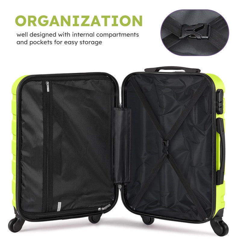 4 Piece Luggage Set Hardside Spinner Suitcase 16 20 24 28 Inch Lime Green2