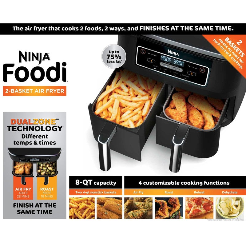 Foodi 4 in 1 Air Fryer 8Qt Dual Basket DualZone Smart Finish Black6