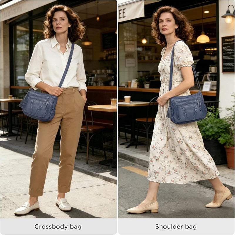 Women Crossbody Bag Tassel PU Leather Shoulder Handbag Purse Pocketbook1