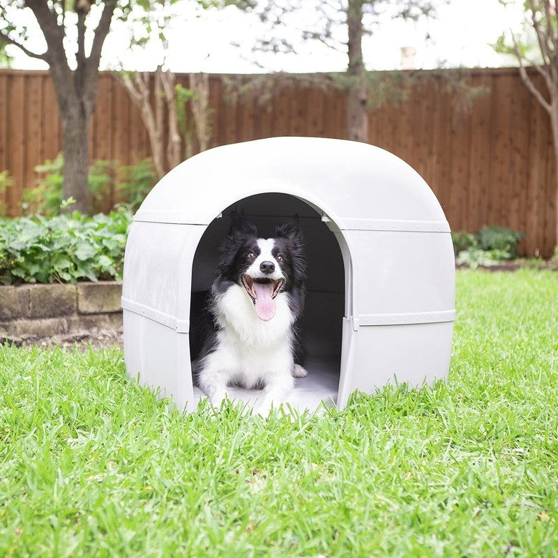 Igloo Dog House, Heavy Duty Durable Plastic, Outdoor Use, Leak-Resistant, Gray,9