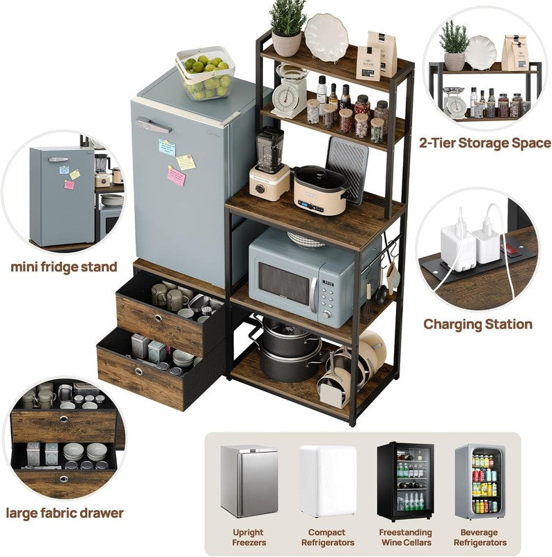 Mini Fridge Stand with Storage, Refrigerator Cabinet with Power Outlet   Multifu2