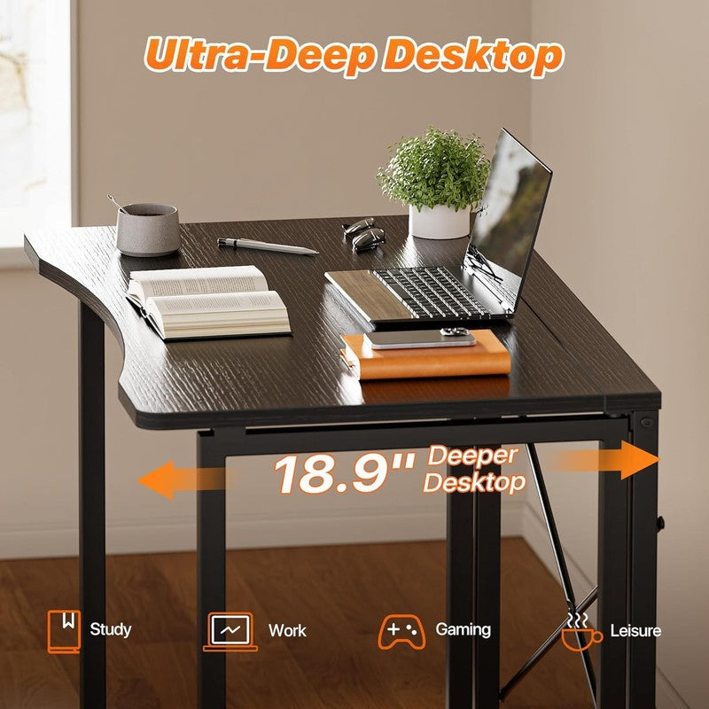 31.5" Folding Desk Black   Space Saving, Home Office, Easy Fold, Compact3