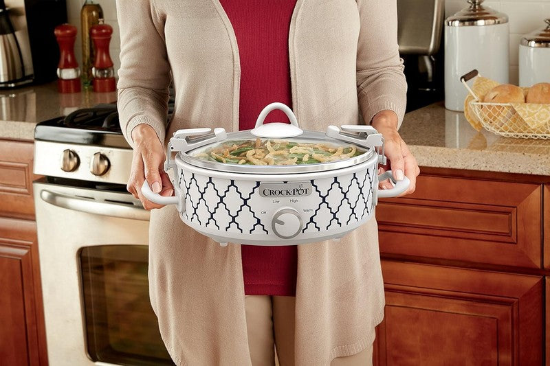 2.5Qt Casserole Slow Cooker White/Blue Compact Durable Cooker3