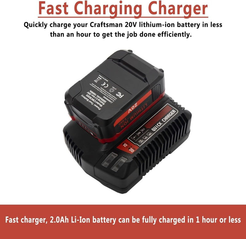 20V Max Battery Charger Replacement for Craftsman Lithium CMCB100/101/104/2051