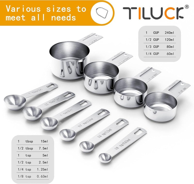 Stainless Steel Measuring Cups & Spoons Set, Cups and Spoons,Kitchen Gadgets for1