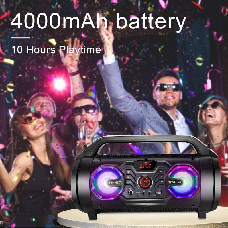 Portable Bluetooth Speaker, Subwoofer, 30W, FM Radio, RGB Lights, 10H Playtime2