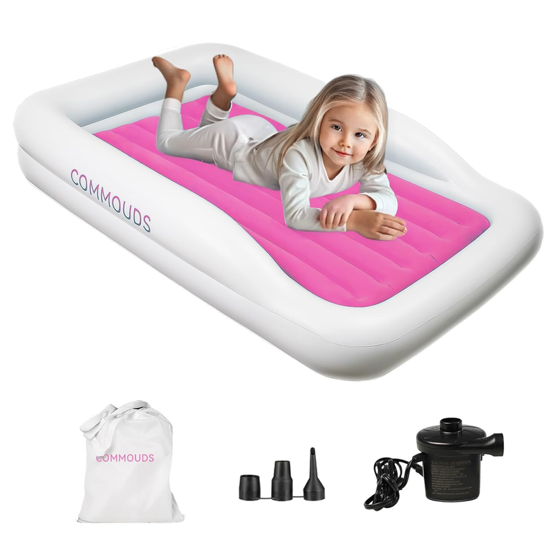 Portable Toddler Travel Bed with Bumpers, Inflatable Kids Air Mattress with Pump9