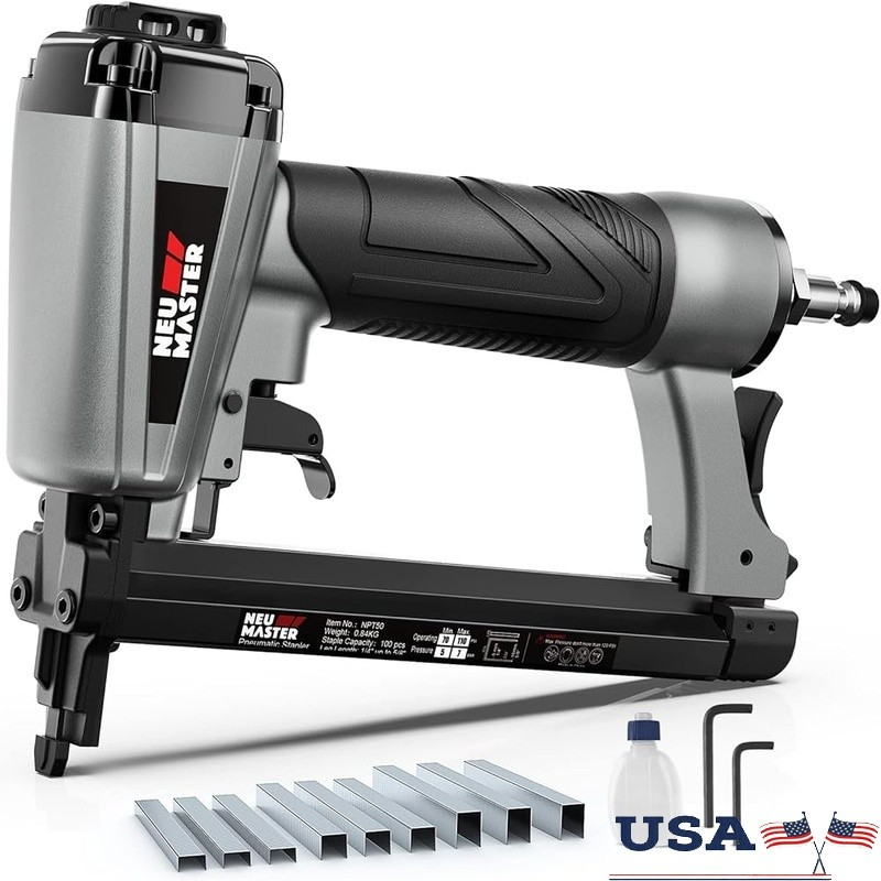 Pneumatic Staple Gun 20 Gauge Upholstery Stapler 1500 T50 Staples Air Tool New9