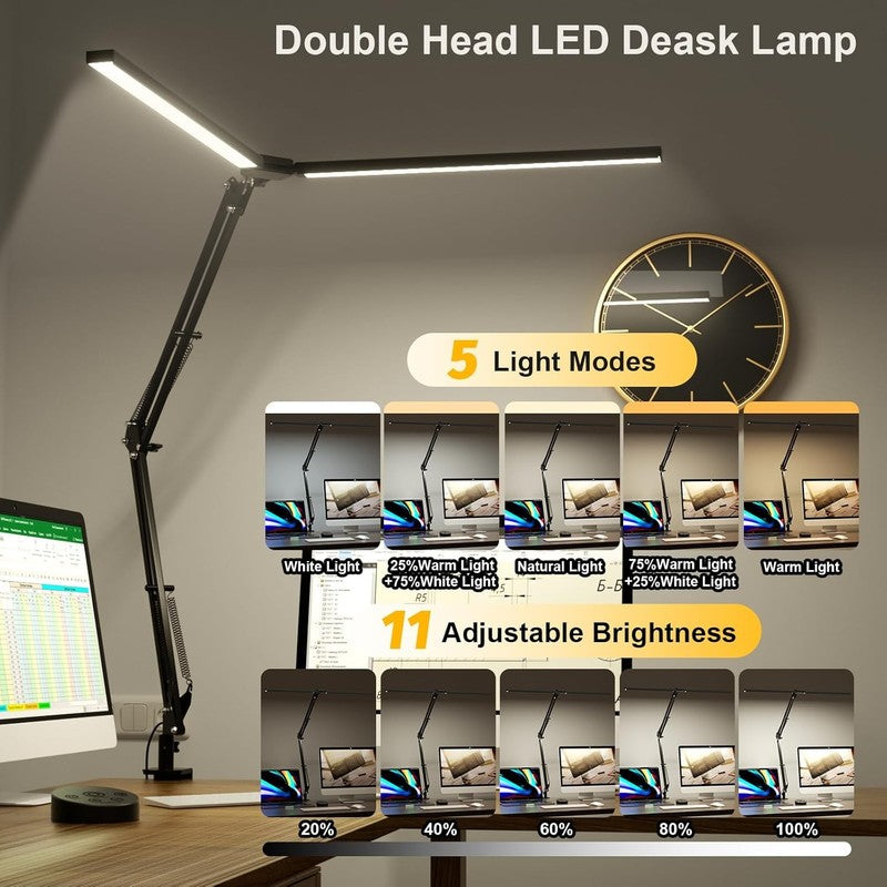 Ultra Bright 2400LM LED Desk Lamp with Clamp & Remote - Eye Caring 24W Black4