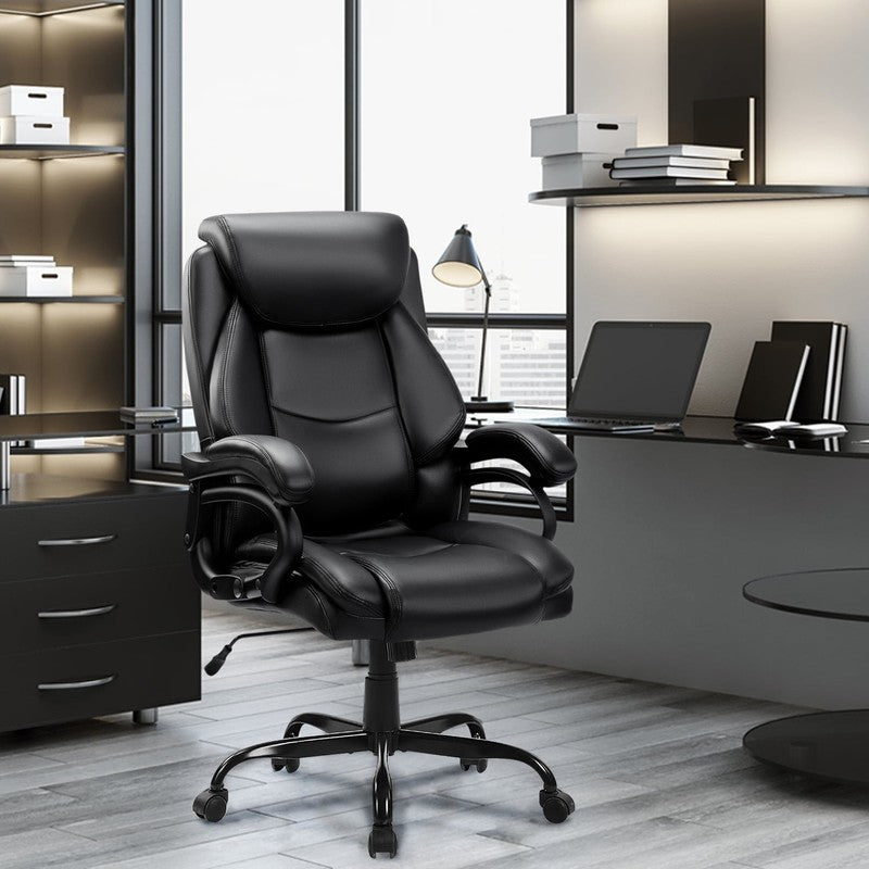 Big & Tall Ergonomic Office Chair 500LBS High Back Leather Adjustable Black NEW7