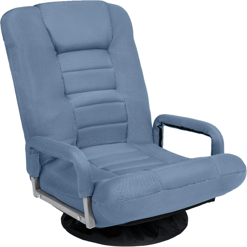 Gaming Floor Rocker Chair 360° Swivel, Lumbar Support, Dusty Blue10