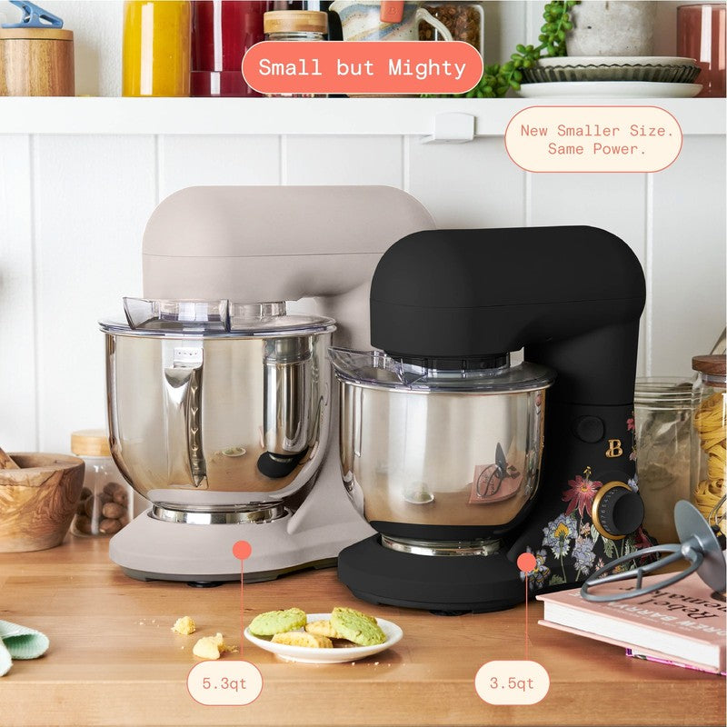 3.5 Qt Stand Mixer Wildflower Black Sesame w/ Flat Beater Dough Hook & Whisk2