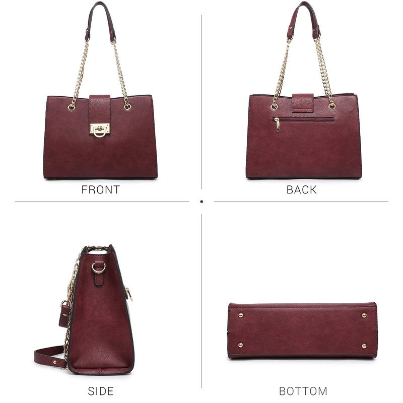 Women Hobo Bag Vegan Leather Tote Chain Shoulder Satchel Bag with Clutch6