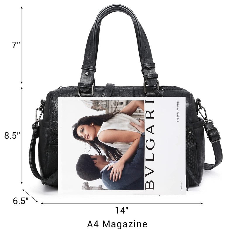 Women Soft Vegan Leather Barrel Bags Large Top Handle Totes Satchel Handbags Sho3