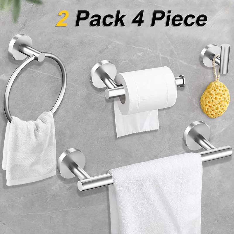 8 Piece Brushed Nickel Bathroom Hardware Set, 24Inch Bathroom Towel Bar+Towel Ri8