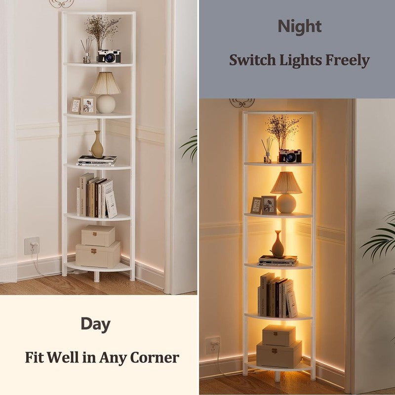 6 Tier Corner Shelf with LED Light, 67.5” Tall Standing Shelf Organizer Shelf5