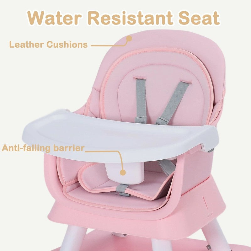 8 in 1 Baby High Chair, Toddler Dining Booster Seat for Eating, Pink White7