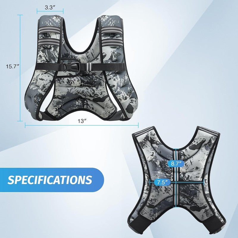 Weighted Vest 12Lb Reflective Stripe Workout Strength Training Fitness Gray Camo7