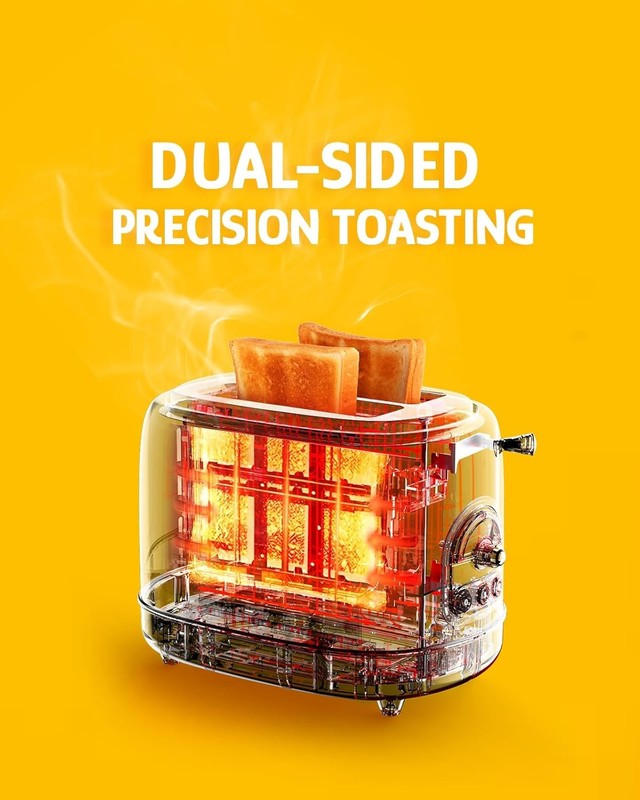 Eduardo Recife 2 Slice Retro Toaster 6 Browning Levels 3 Functions Wide Slots4