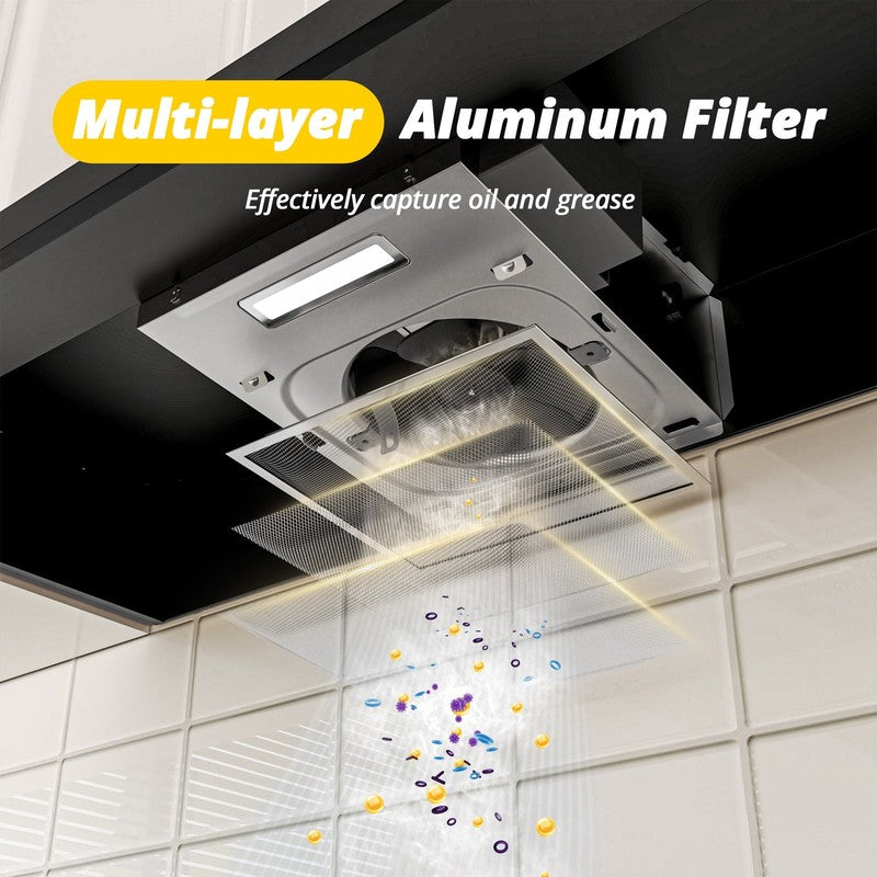 Black 36" Under Cabinet Range Hood 300CFM 2-Speed Ducted/Ductless4