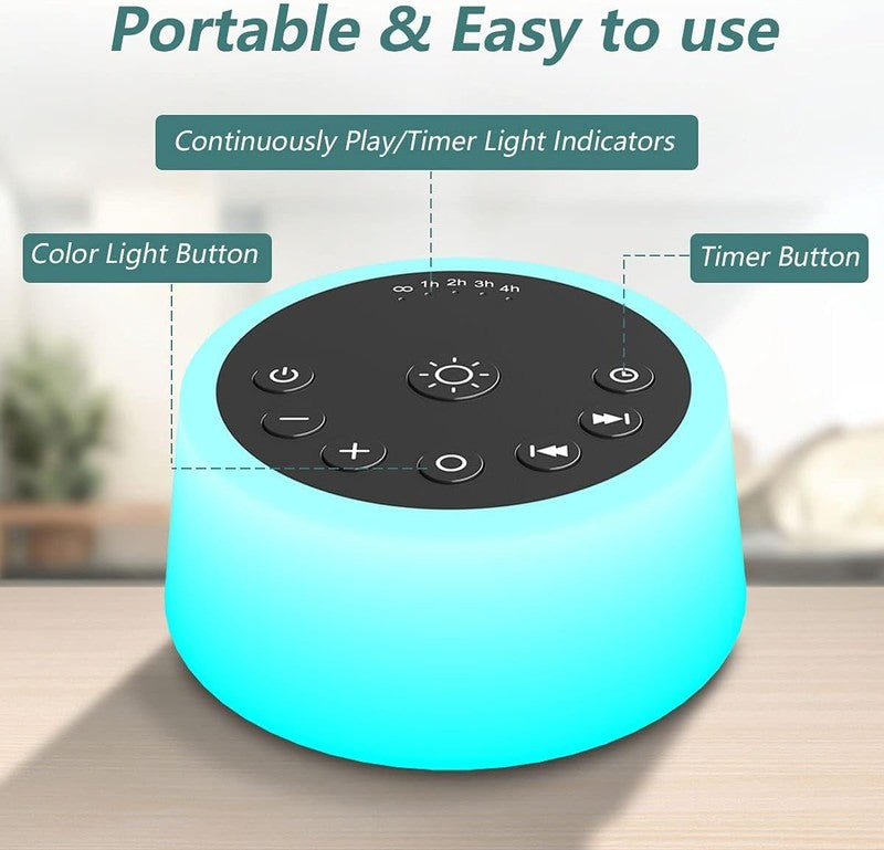 Sleep Sound Machine with 10 Colors, 25 Soothing Sounds & 32 Volume Levels4