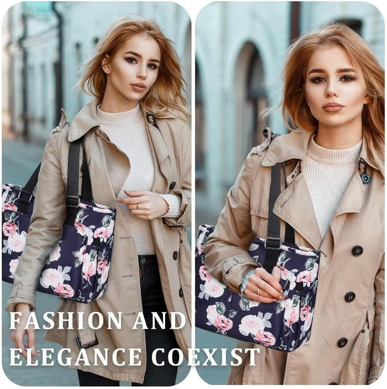 Large Peony Insulated Lunch Bag for Women Aluminum Lined Reusable Easy Clean4