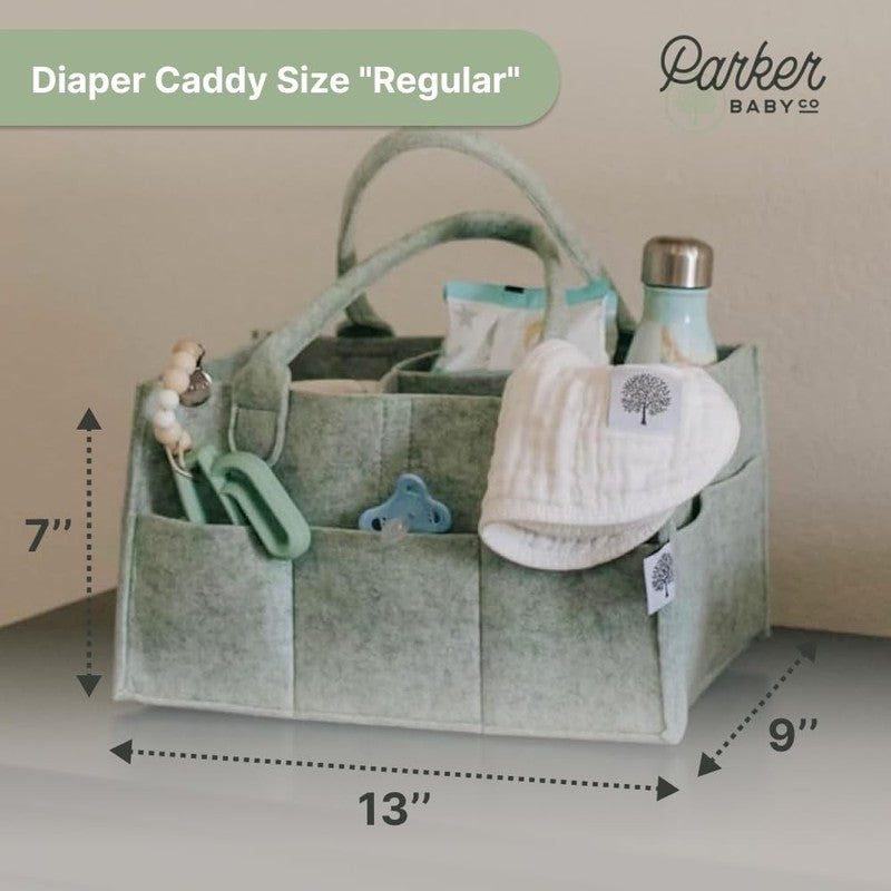 Parker Baby Diaper Caddy Nursery Storage Bin & Car Organizer Sage5