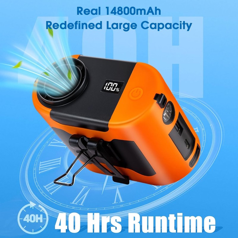 2025 Rechargeable Waist Fan   40H Battery, 5 Speeds for Outdoor Cooling2
