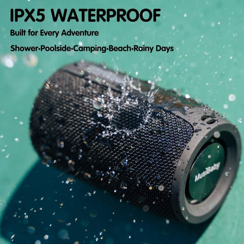 Musibaby 24H Bluetooth Speaker, Waterproof, Dual Pairing, Deep Bass, Black4