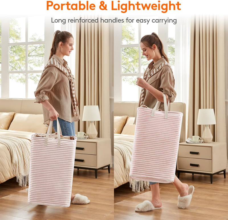 2 Pack 80L Laundry Basket Collapsible Clothes Waterproof Freestanding Reinforced4