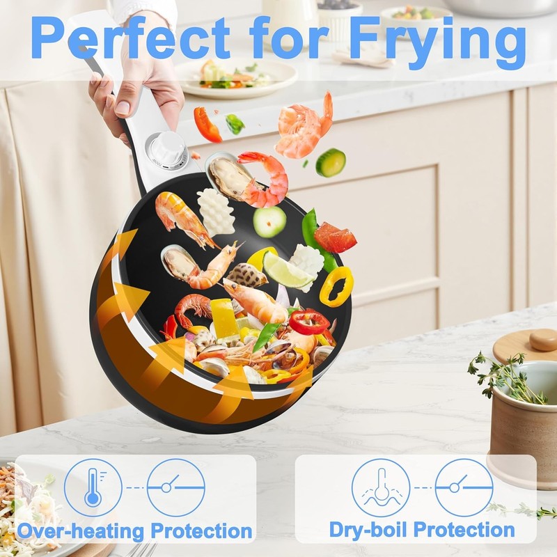 Electric Hot Pot 1.5L Steamer Non Stick Sauté Pan Noodle Cooker Power Control4