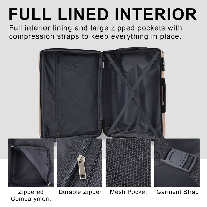 Carry on Luggage, Lightweight Durable ABS Suitcases with Double Wheels, Expandab6