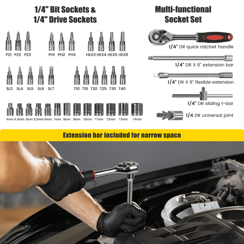 171 Piece Household Tool Kit/Mechanics Tool Set, Socket Wrench Auto Repair Tool 4