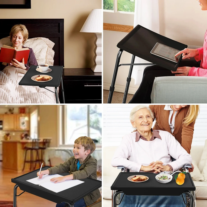 Portable TV Tray Table 6 Heights 3 Tilt Angles Sofa Desk Home Office Black7