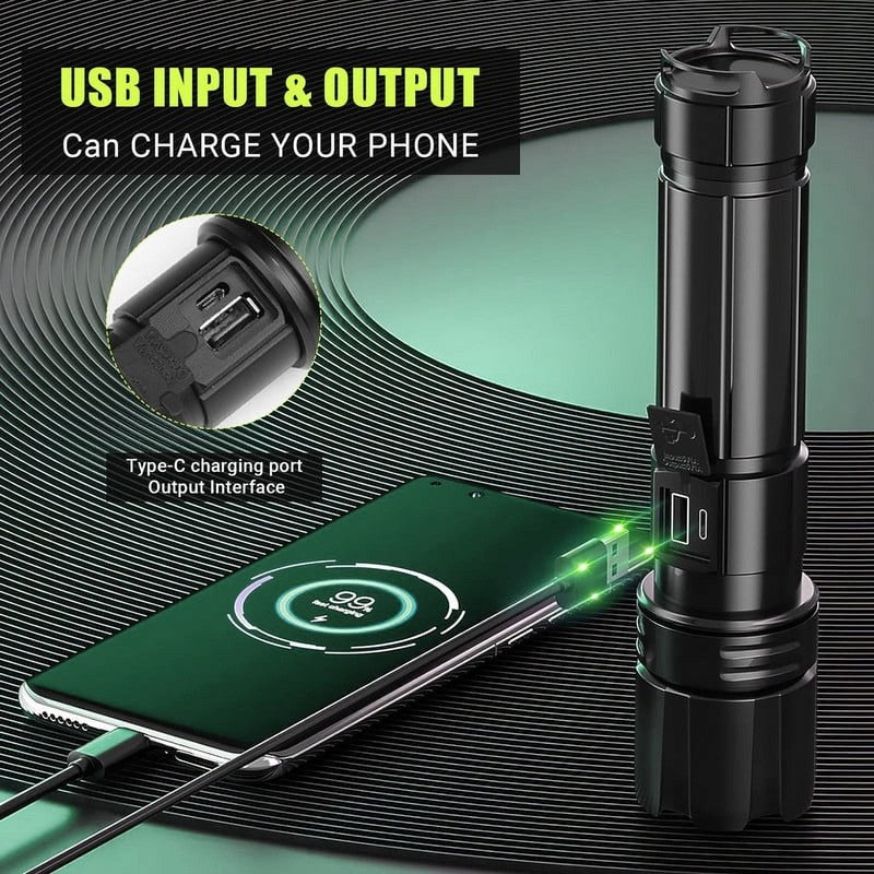 LED Flashlight, High Powered 10000 Lumens 5 Modes Zoomable Waterproof Rechargeab4